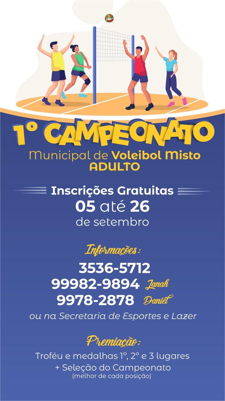 INSCRIÇÕES PARA O 1º CAMPEONATO DE VOLEIBOL MISTO ENCERRAM NESTA SEXTA