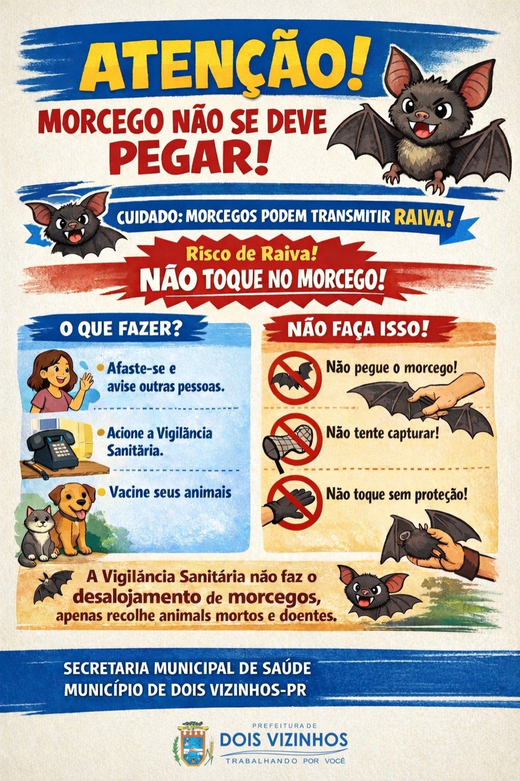 VIGILÂNCIA SANITÁRIA ALERTA SOBRE PRESENÇA DE MORCEGOS EM ÁREAS URBANAS