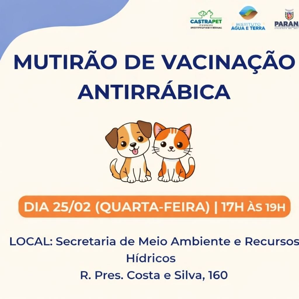 SECRETARIA DE MEIO AMBIENTE PROMOVE MUTIRÃO DE VACINAÇÃO ANTIRRÁBICA NA PRÓXIMA QUARTA-FEIRA